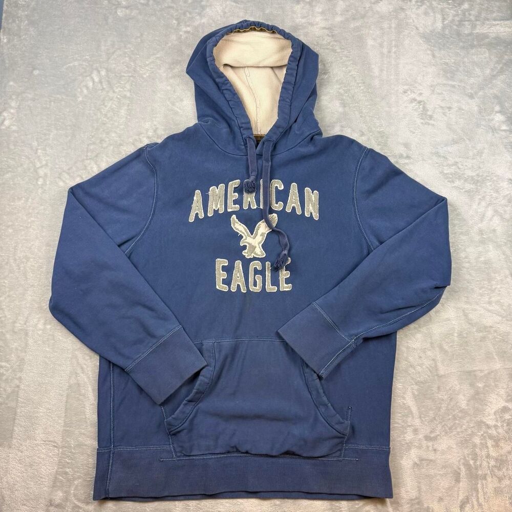 American-eagle Men's Navy and Blue Hoodie